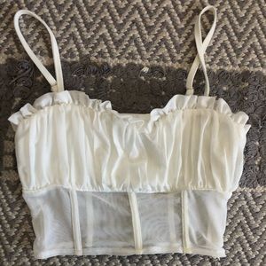 Tiger Mist White Corset Bustier Crop Top